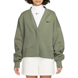 Nike Women's Sportswear Phoenix Fleece Over-Oversized Cardigan in Oil Green
